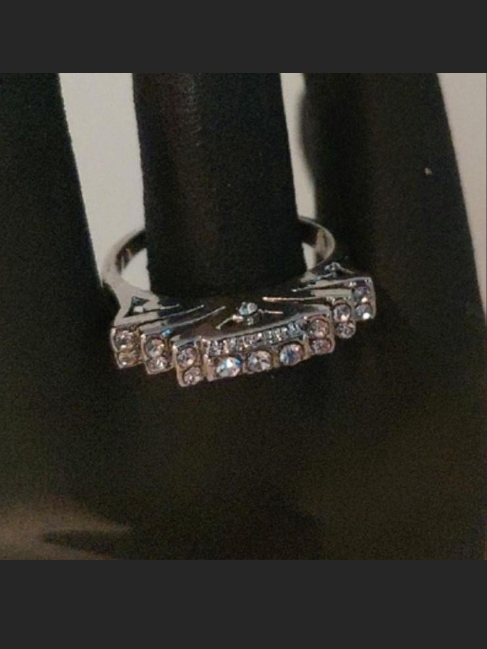 Source Unknown Silver Crystal Stacked-Style Women’s Ring